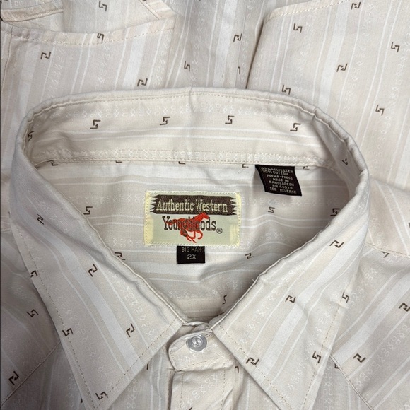 Youngbloods Cream Western Style Casual Button Down Shirt - Picture 2 of 5